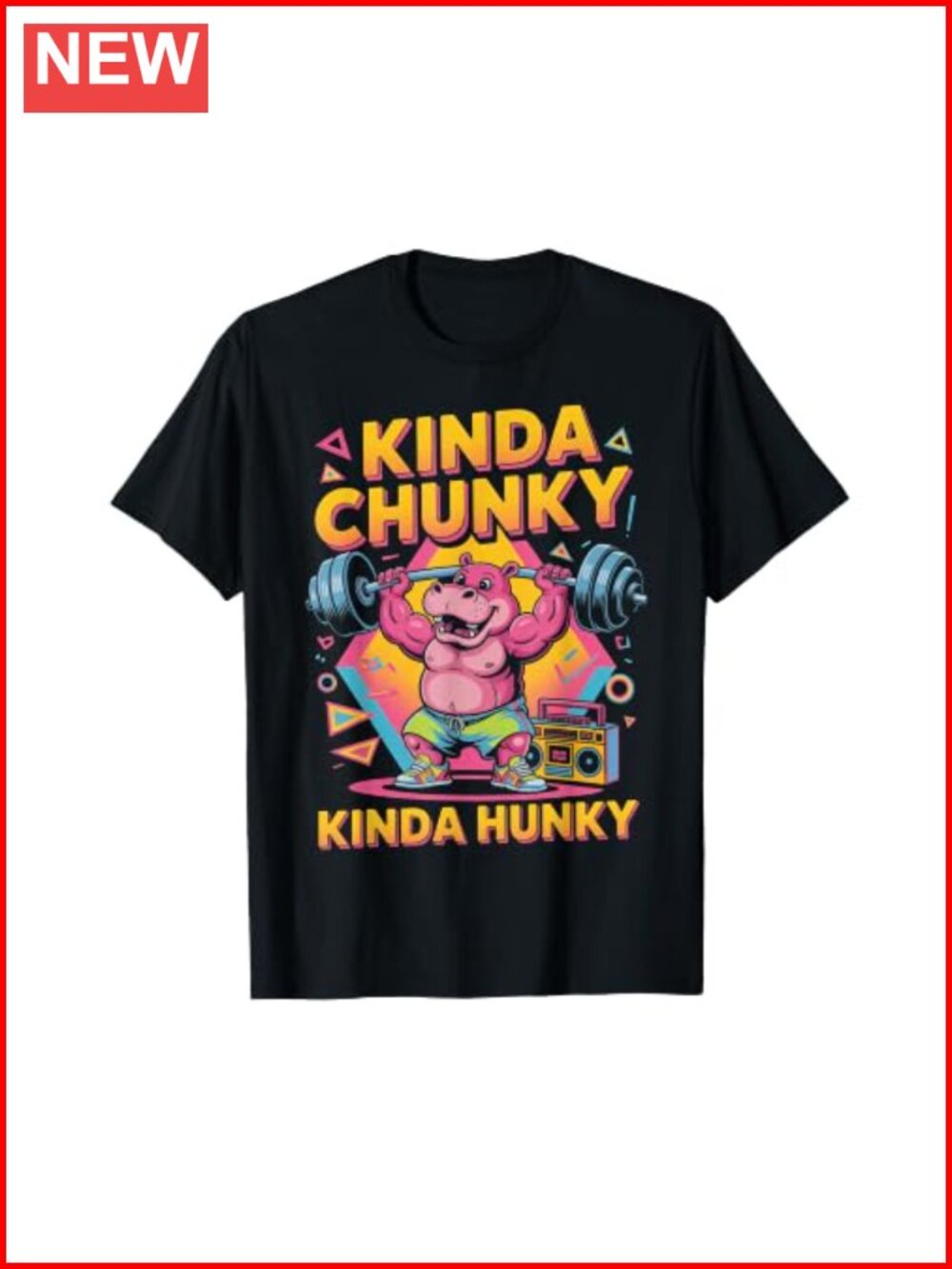 Funny Retro Hippo Gym Workout T-Shirt Classic Fit Cotton